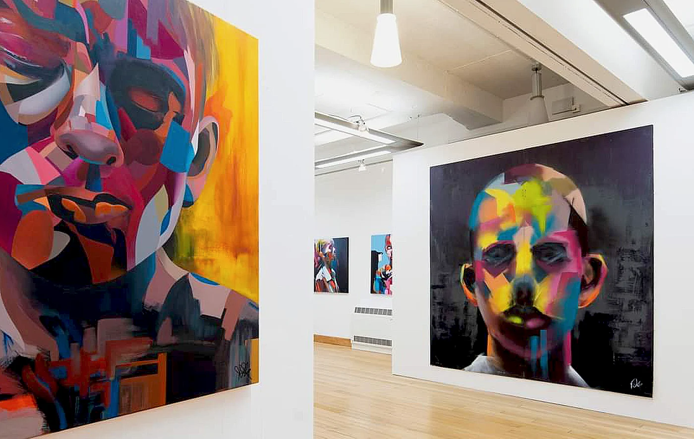 Abstract portrait paintings displayed in solo exhibition at Peterborough Museum and Art Gallery