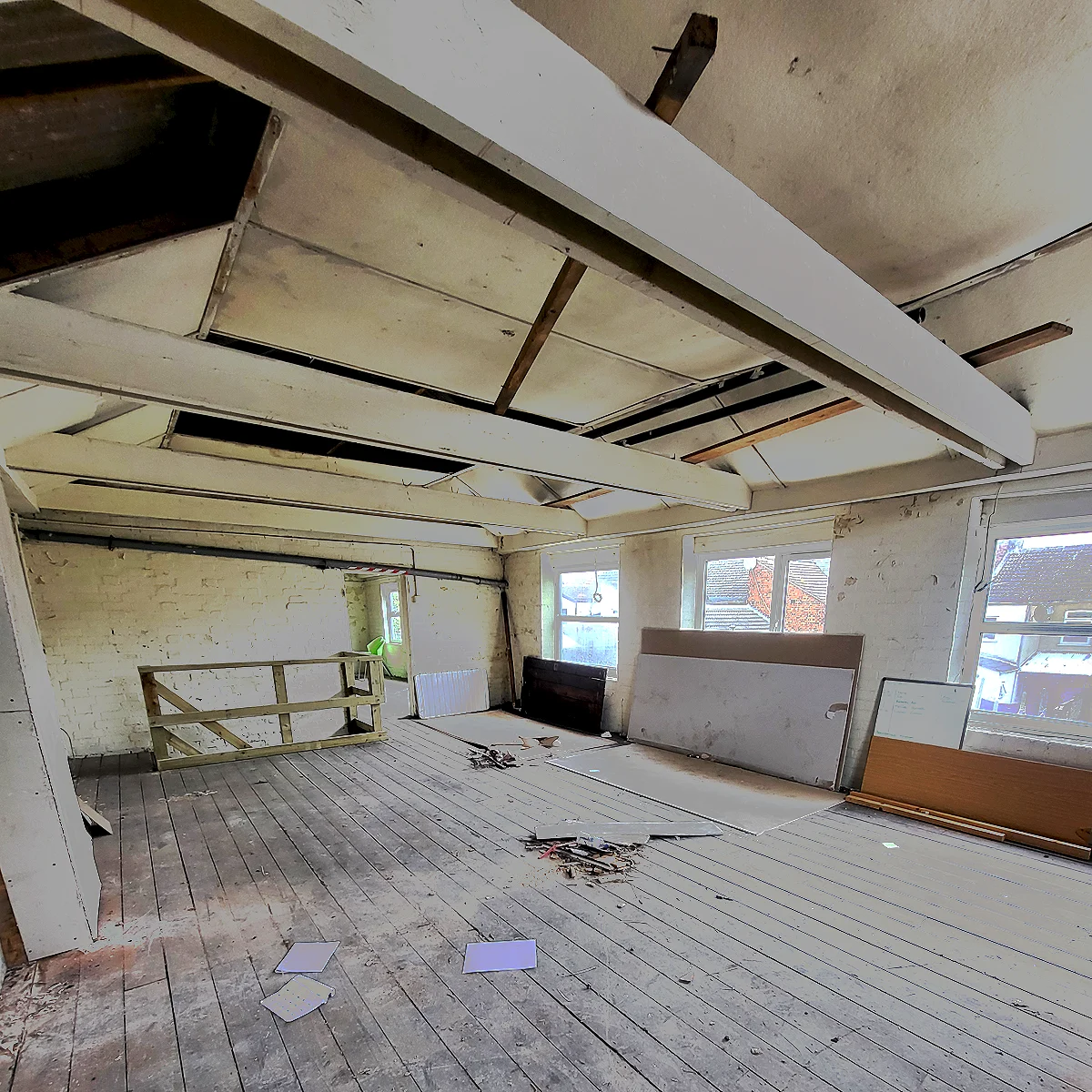 Empty warehouse space before renovation in Paul Kneen’s Peterborough art studio
