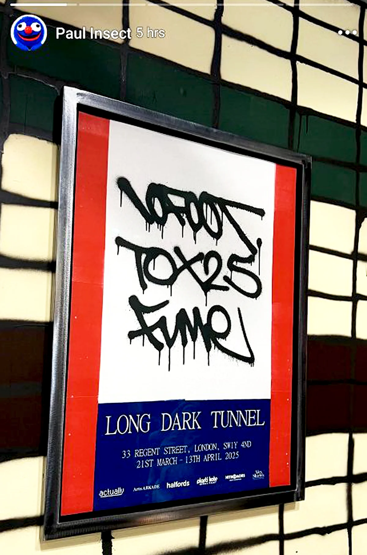 Paul Insect instagram post revealing dates for 10foot london exhibition