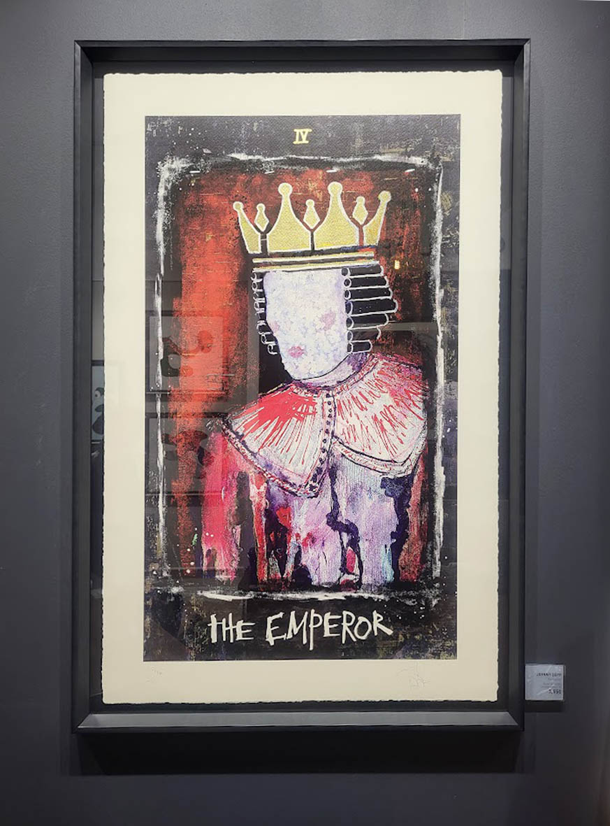 Paintings by Billy Connolly (left), Johnny Depp (middle) and Bob Dylan (right) currently available via Castle Fine Arts The Emperor by Johnny Depp