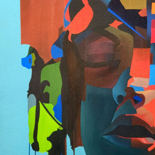Brain Fog abstract portrait original painting close up 3