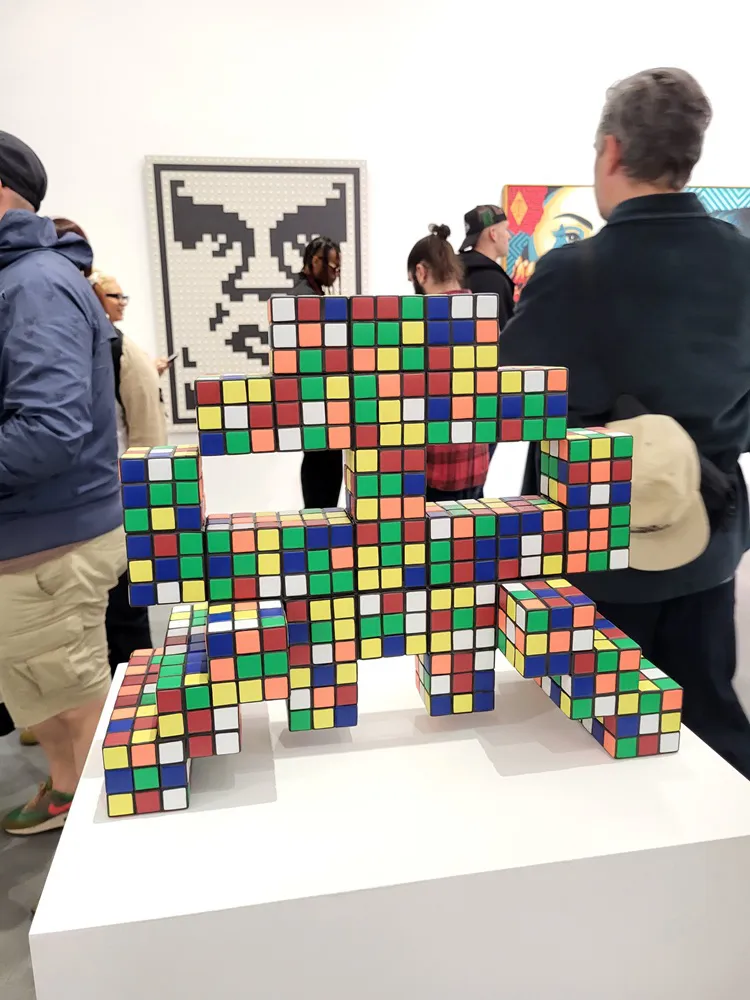 Large space invader sculpture