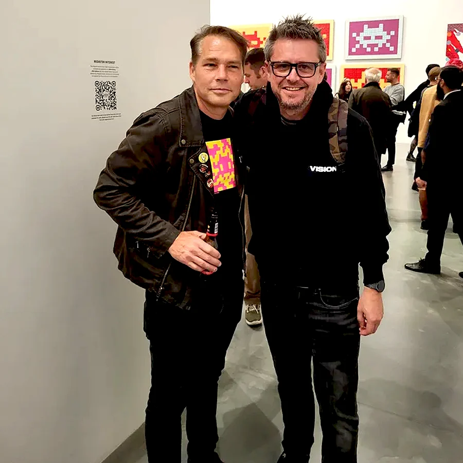 Paul Kneen with Shepard Fairey at Triple Trouble Exhibition