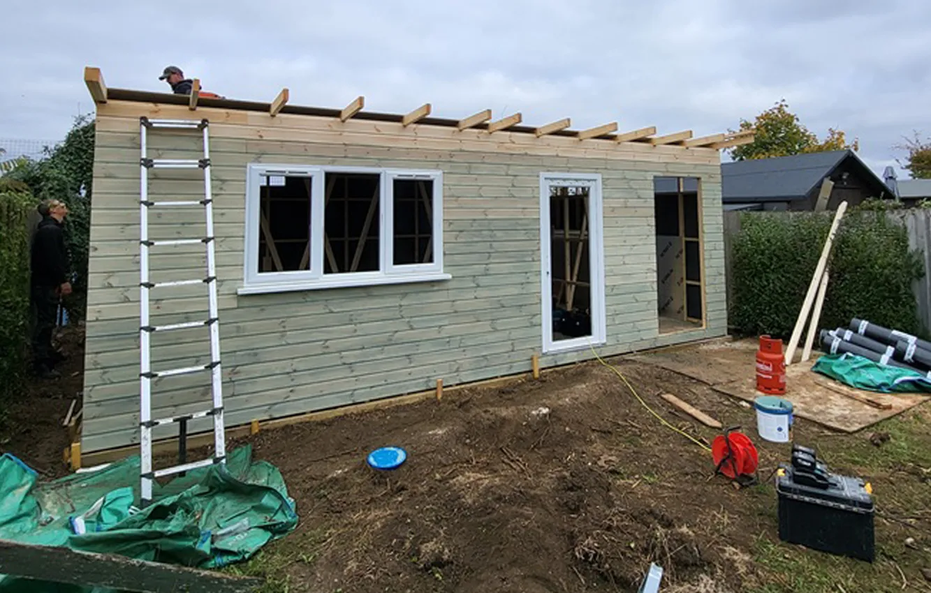 Roof cladding being added to my garden art studio