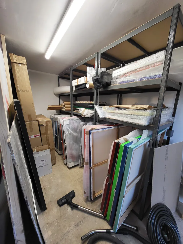 My new art studio has storage for my paintings