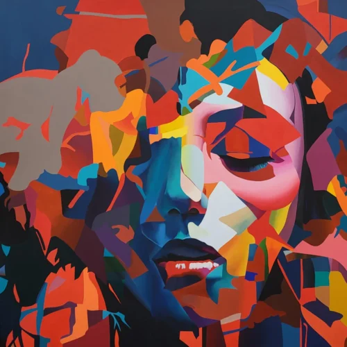 Chaos in Creation limited edition abstract portrait print by Paul Kneen