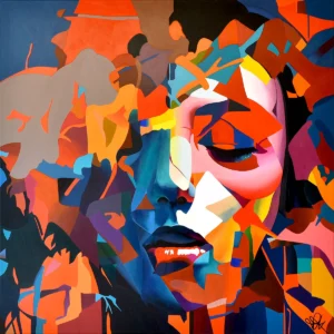 Chaos in Creation abstract portrait painting by Paul Kneen