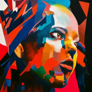 Anxious Expression abstract portrait painting by Paul Kneen