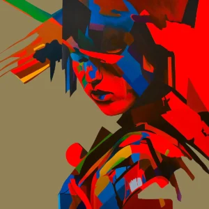 The Power of Resilience abstract portrait painting by Paul Kneen