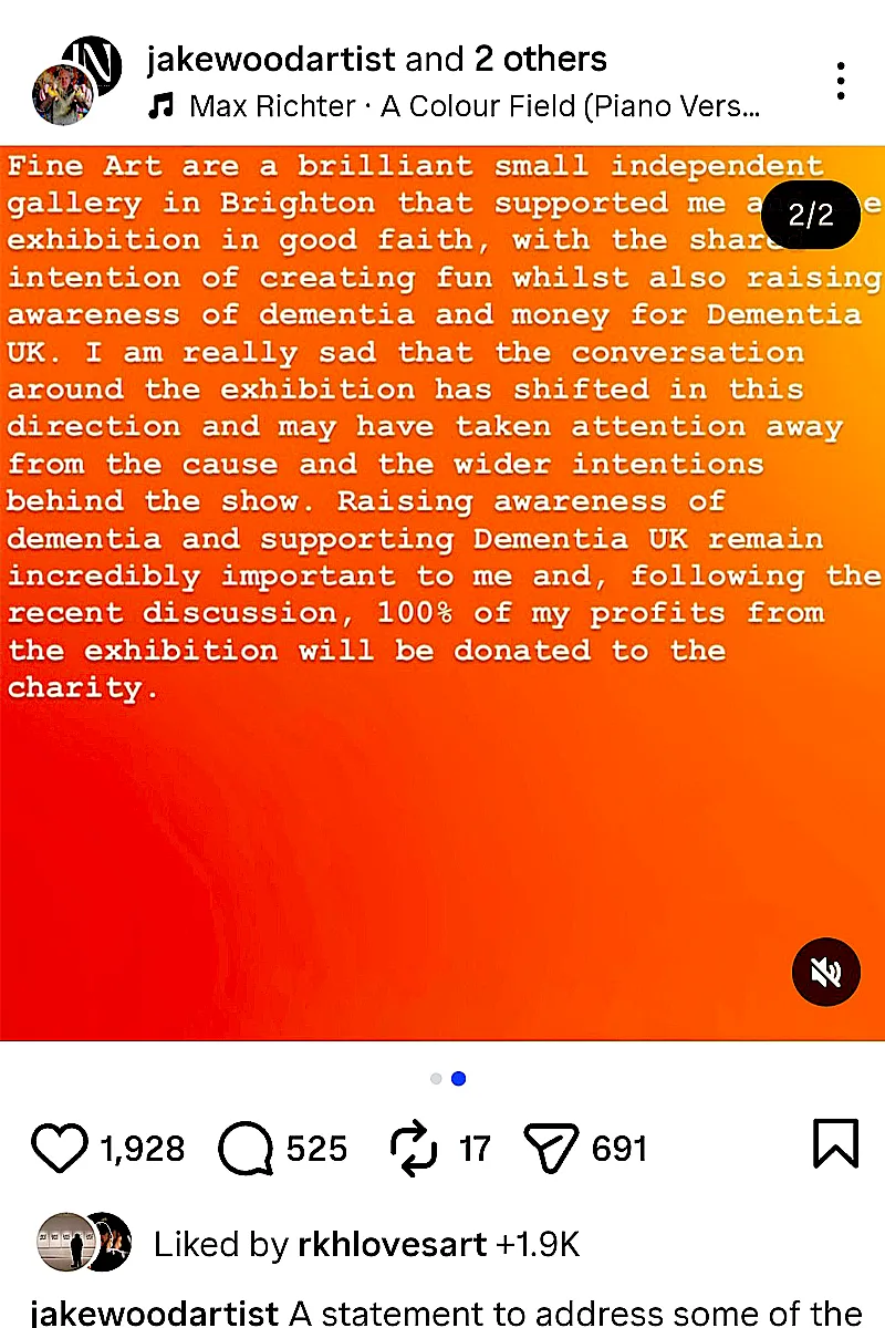 Part 2 of Jake Wood's Instagram apology regarding using AI in his work