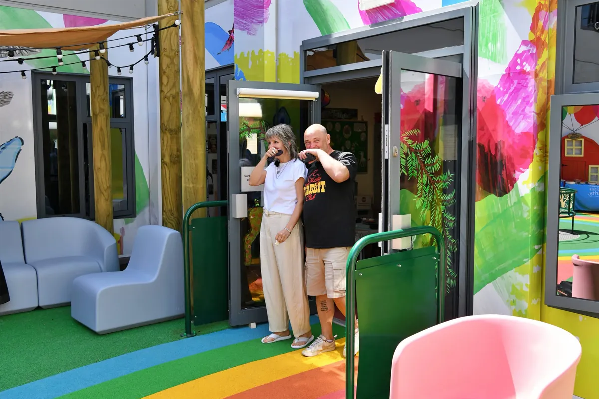Nathan and Laura entering the sensory garden