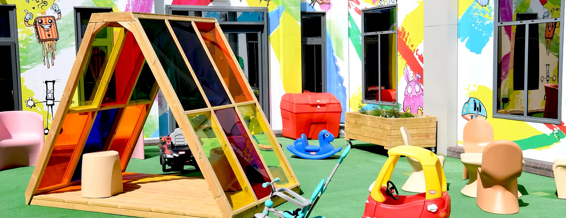 Background Bob sensory garden at Colchester Hospital created through a community art project involving over 750 artists