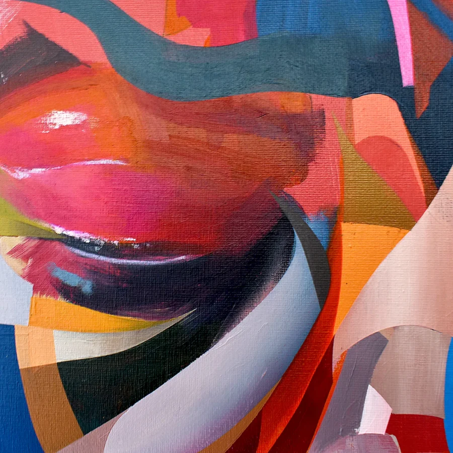 Whispers of Worry | Abstract Portrait Painting by Paul Kneen