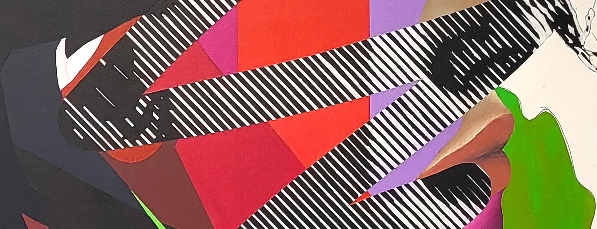 Detail of an abstract portrait painting by Paul Kneen