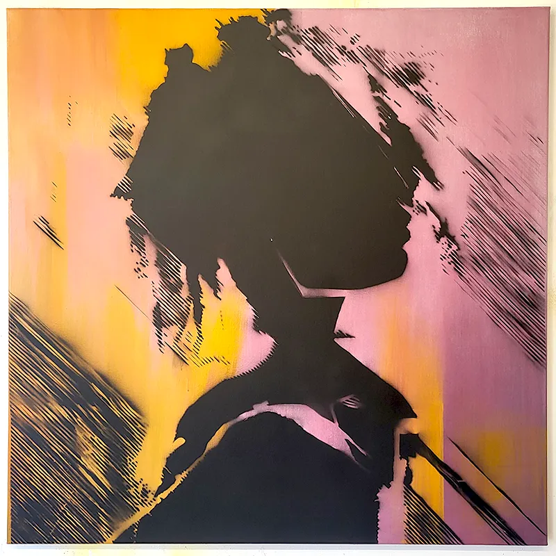 Abandoned stencil painting experiment using spray paint by Paul Kneen