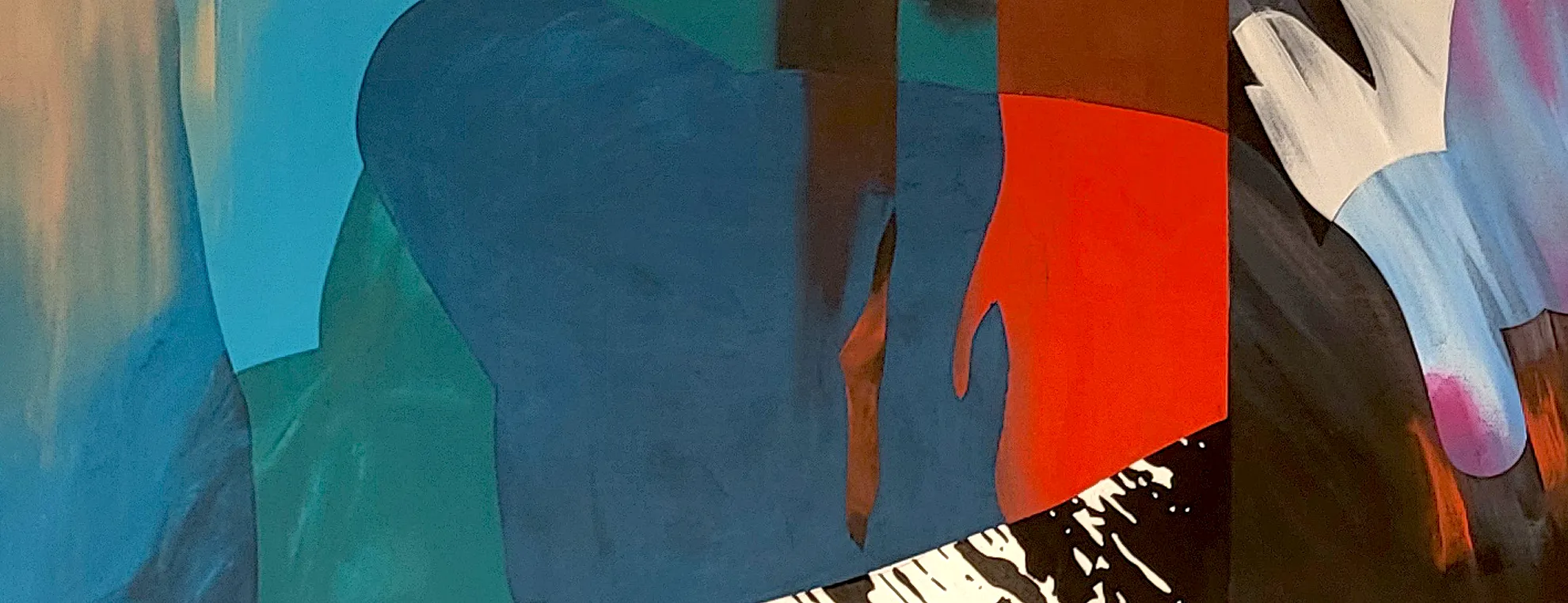 Close-up of an original abstract portrait painting by Paul Kneen