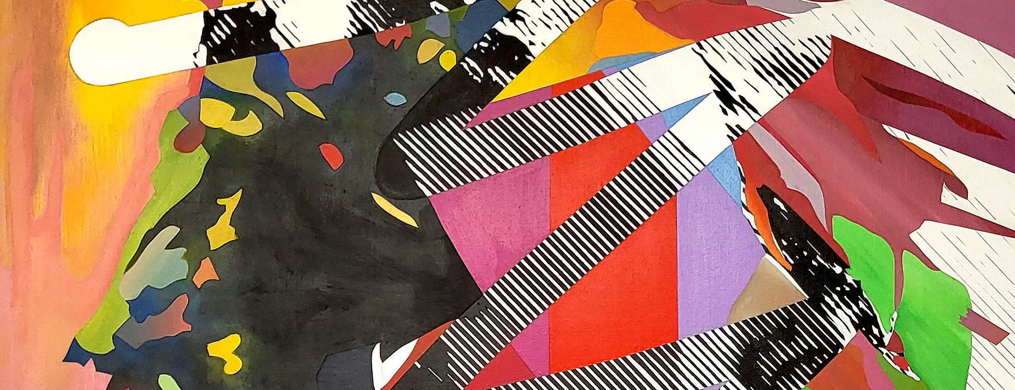 Detail of a contemporary abstract portrait painting by Paul Kneen