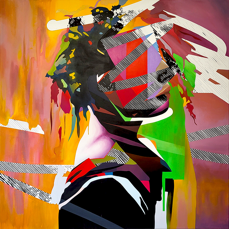 Still In There Somewhere contemporary abstract portrait painting by Paul Kneen